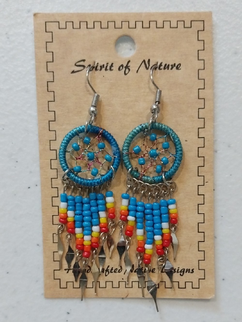 Turquoise Beaded Dreamcatcher Earrings